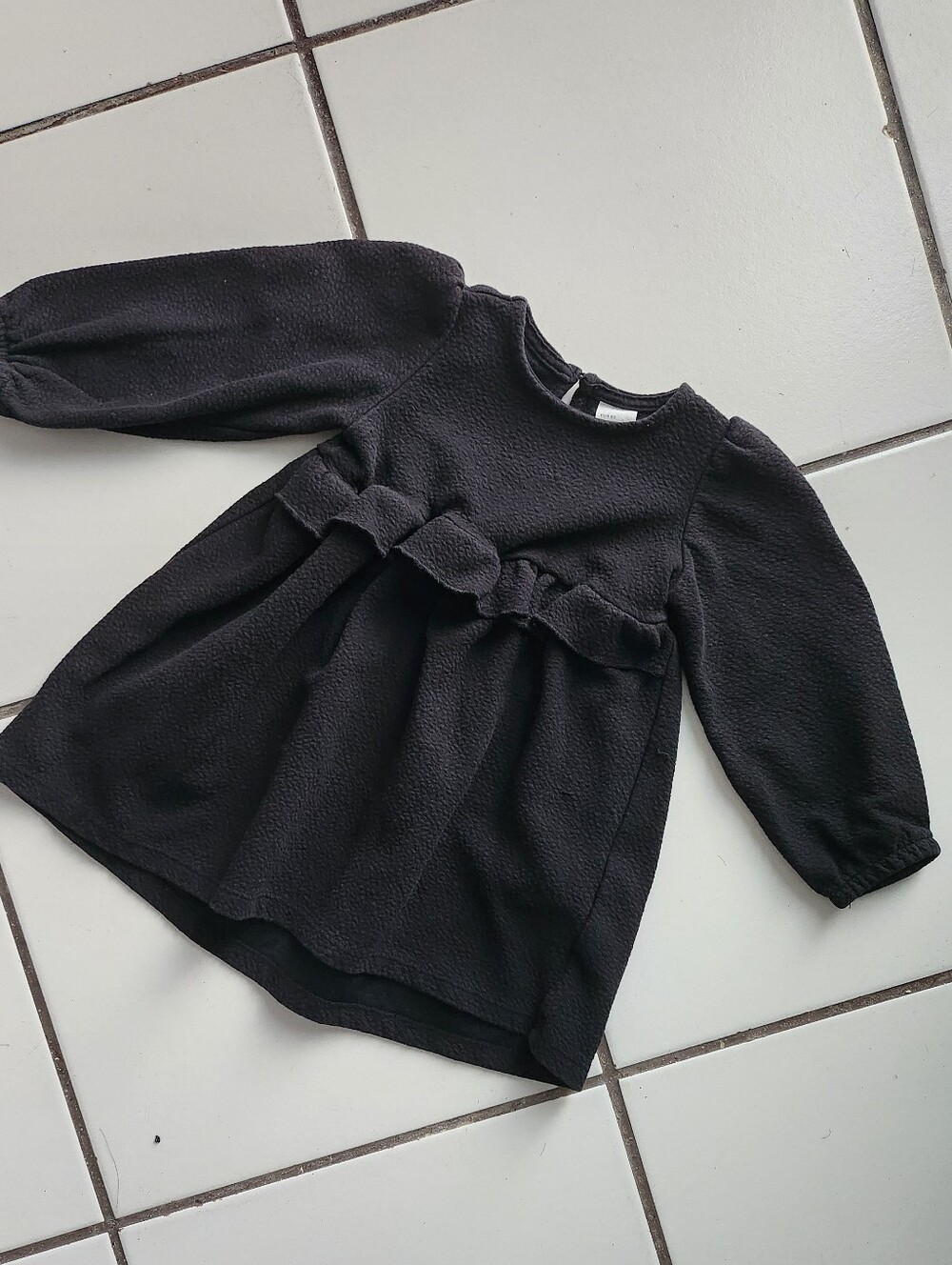 H&M Black Ruffle Empire Waist Long-Sleeve Baby Dress